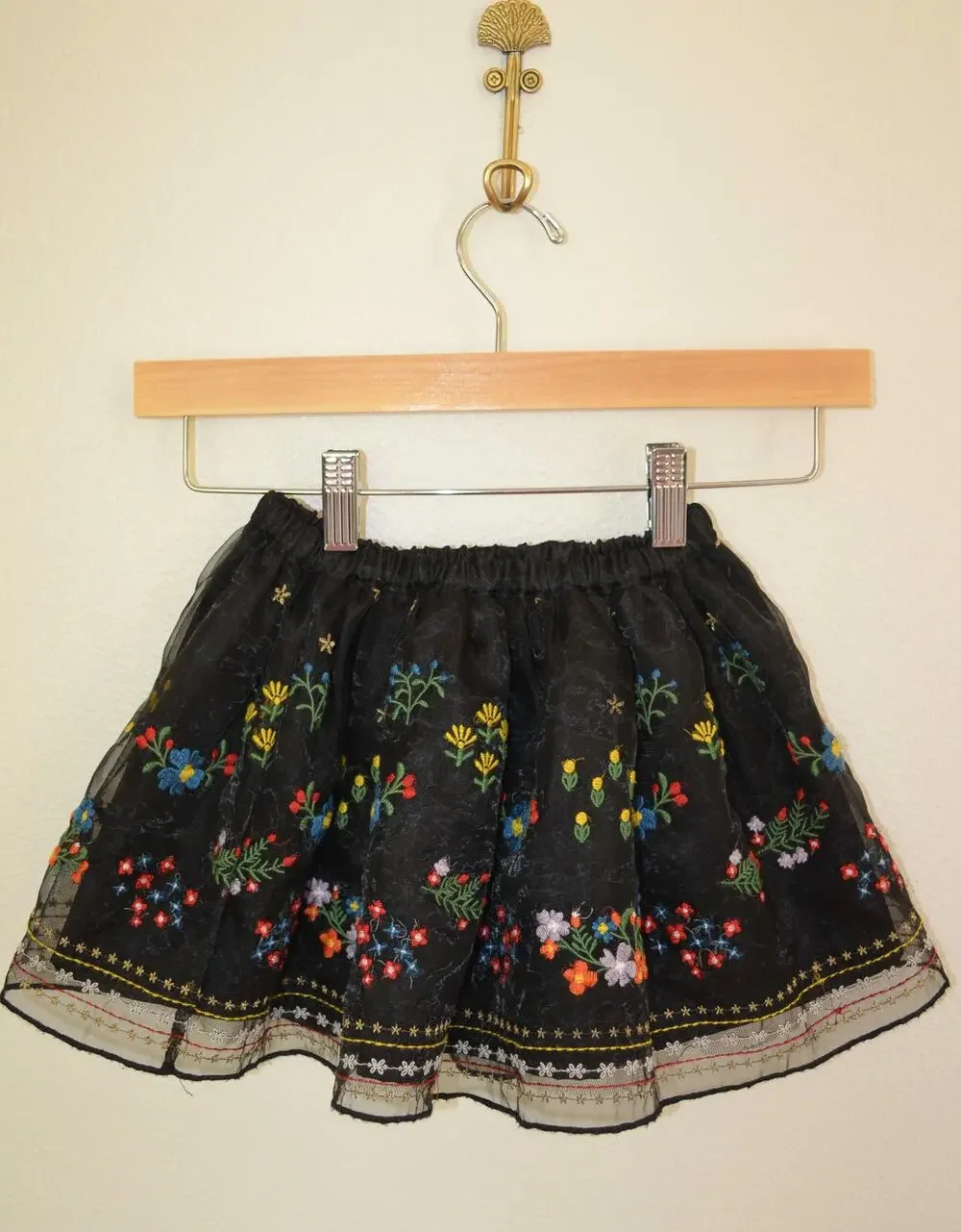 Hanna Andersson Black Tulle Embroidered Skirt
